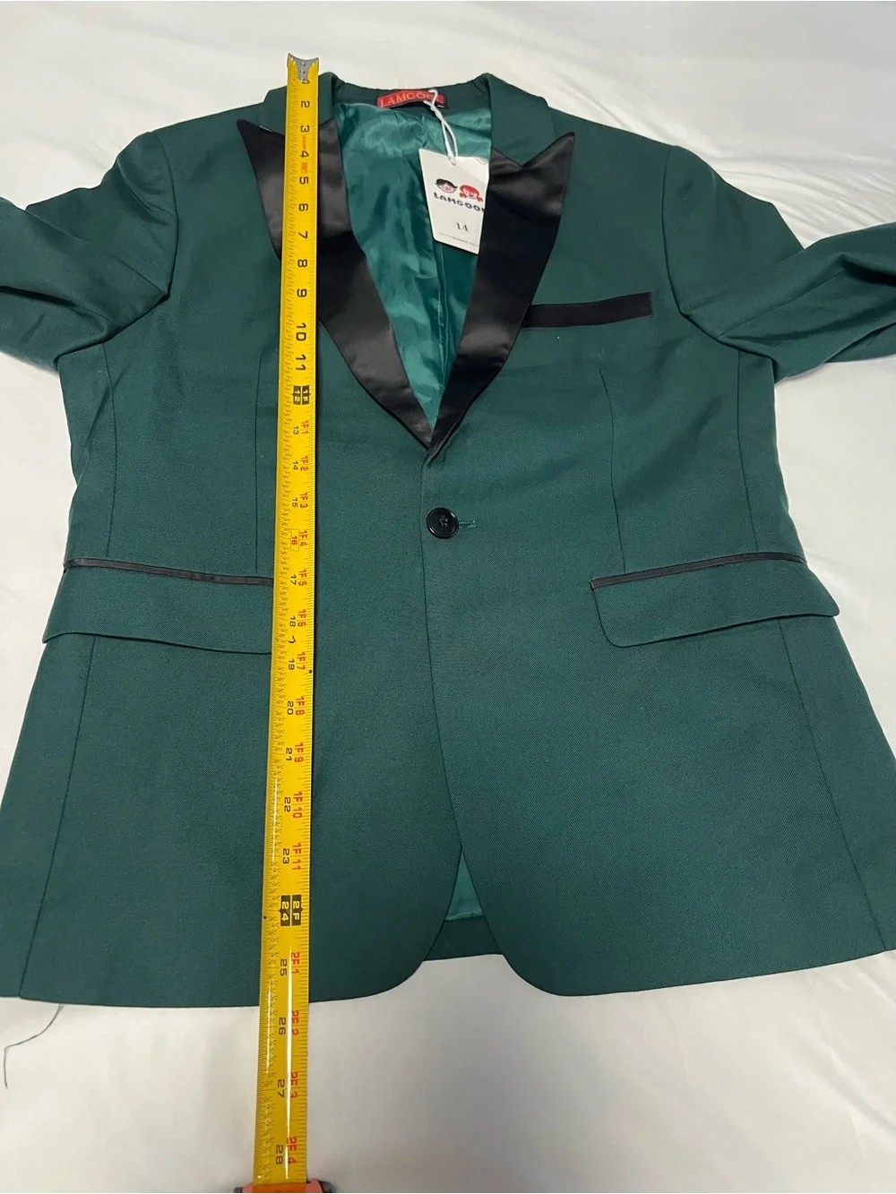 Langeoo boys Dark Green Satin Lapel Blazer